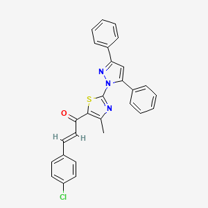 (E)-3-(4-chlorophenyl)-1-[2-(3,5-diphenylpyrazol-1-yl)-4-methyl-thiazol-5-yl]prop-2-en-1-one