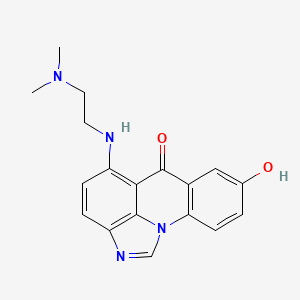 molecular formula C18H18N4O2 B10852239 10-[2-(dimethylamino)ethylamino]-5-hydroxy-1,14-diazatetracyclo[7.6.1.02,7.013,16]hexadeca-2(7),3,5,9,11,13(16),14-heptaen-8-one 