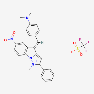 N,N-dimethyl-4-[(E)-(1-methyl-6-nitro-2-phenylpyrazolo[1,5-a]indol-1-ium-4-ylidene)methyl]aniline;trifluoromethanesulfonate