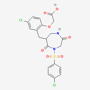 [4-Chloro-2-({1-[(4-chlorophenyl)sulfonyl]-3,7-dioxo-1,4-diazepan-6-yl}methyl)phenoxy]acetic acid