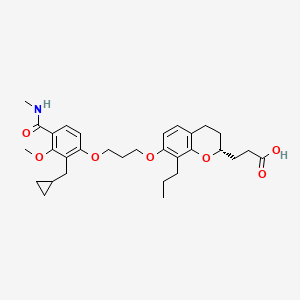 molecular formula C31H41NO7 B10853203 3-{(R)-7-[3-(2-Cyclopropylmethyl-3-methoxy-4-methylcarbamoyl-phenoxy)-propoxy]-8-propyl-chroman-2-yl}-propionic acid 