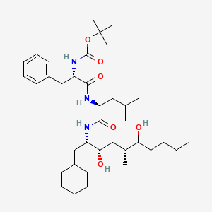 tert-butyl N-[(2S)-1-[[(2S)-1-[[(2S,3S,5R)-1-cyclohexyl-3,6-dihydroxy-5-methyldecan-2-yl]amino]-4-methyl-1-oxopentan-2-yl]amino]-1-oxo-3-phenylpropan-2-yl]carbamate