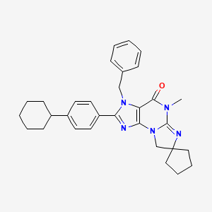 3-benzyl-2-(4-cyclohexylphenyl)-5-methylspiro[8H-imidazo[2,1-b]purine-7,1'-cyclopentane]-4-one