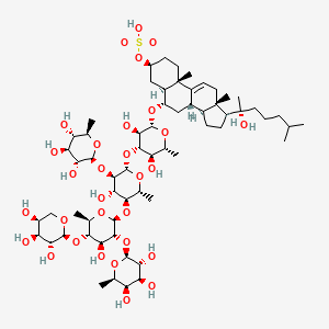 [(3S,5S,6S,8S,10S,13S,14S,17S)-6-[(2R,3R,4S,5R,6R)-3,5-dihydroxy-4-[(2S,3R,4S,5S,6R)-4-hydroxy-5-[(2S,3R,4S,5S,6R)-4-hydroxy-6-methyl-3-[(2S,3R,4S,5R,6R)-3,4,5-trihydroxy-6-methyloxan-2-yl]oxy-5-[(2S,3R,4S,5S)-3,4,5-trihydroxyoxan-2-yl]oxyoxan-2-yl]oxy-6-methyl-3-[(2S,3R,4S,5S,6R)-3,4,5-trihydroxy-6-methyloxan-2-yl]oxyoxan-2-yl]oxy-6-methyloxan-2-yl]oxy-17-[(2R)-2-hydroxy-6-methylheptan-2-yl]-10,13-dimethyl-2,3,4,5,6,7,8,12,14,15,16,17-dodecahydro-1H-cyclopenta[a]phenanthren-3-yl] hydrogen sulfate