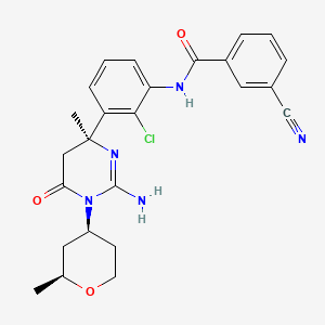 N-[3-[(4S)-2-amino-4-methyl-1-[(2S,4S)-2-methyloxan-4-yl]-6-oxo-5H-pyrimidin-4-yl]-2-chlorophenyl]-3-cyanobenzamide