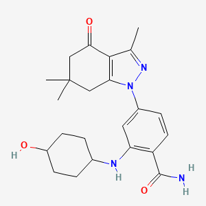 2-[(4-Hydroxycyclohexyl)amino]-4-(3,6,6-trimethyl-4-oxo-5,7-dihydroindazol-1-yl)benzamide