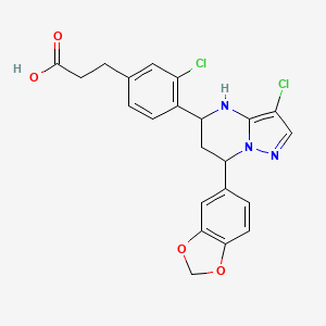 3-[4-[7-(1,3-Benzodioxol-5-yl)-3-chloro-4,5,6,7-tetrahydropyrazolo[1,5-a]pyrimidin-5-yl]-3-chlorophenyl]propanoic acid