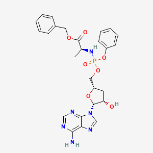 benzyl (2S)-2-[[[(2S,4S,5R)-5-(6-aminopurin-9-yl)-4-hydroxyoxolan-2-yl]methoxy-phenoxyphosphoryl]amino]propanoate