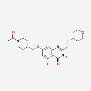 7-[(1-acetylpiperidin-4-yl)methoxy]-5-fluoro-2-(oxan-4-ylsulfanylmethyl)-3H-quinazolin-4-one