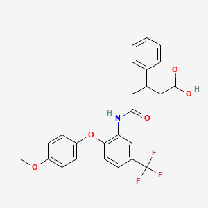 5-((2-(4-Methoxyphenoxy)-5-(trifluoromethyl)phenyl)amino)-5-oxo-3-phenylpentanoic acid