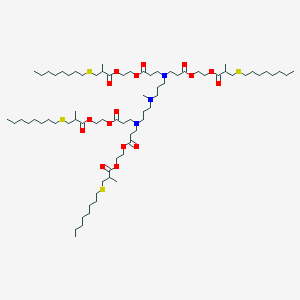 2-[3-[3-[3-[Bis[3-[2-(2-methyl-3-octylsulfanylpropanoyl)oxyethoxy]-3-oxopropyl]amino]propyl-methylamino]propyl-[3-[2-(2-methyl-3-octylsulfanylpropanoyl)oxyethoxy]-3-oxopropyl]amino]propanoyloxy]ethyl 2-methyl-3-octylsulfanylpropanoate