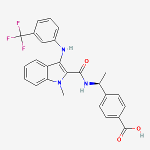 4-[(1S)-1-[[1-methyl-3-[3-(trifluoromethyl)anilino]indole-2-carbonyl]amino]ethyl]benzoic acid