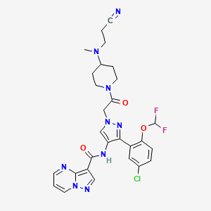 N-(3-(5-Chloro-2-(difluoromethoxy)phenyl)-1-(2-(4-((2-cyanoethyl)(methyl)amino)piperidin-1-yl)-2-oxoethyl)-1H-pyrazol-4-yl)pyrazolo[1,5-a]pyrimidine-3-carboxamide