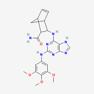 3-[[2-(3,4,5-trimethoxyanilino)-7H-purin-6-yl]amino]bicyclo[2.2.1]hept-5-ene-2-carboxamide