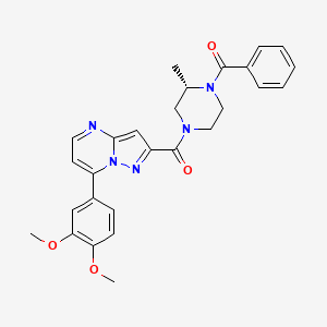 molecular formula C27H27N5O4 B10856130 [(2S)-4-[7-(3,4-dimethoxyphenyl)pyrazolo[1,5-a]pyrimidine-2-carbonyl]-2-methylpiperazin-1-yl]-phenylmethanone 