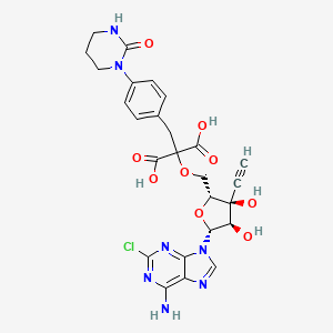 2-(((2R,3S,4R,5R)-5-(6-Amino-2-chloro-9H-purin-9-yl)-3-ethynyl-3,4-dihydroxytetrahydrofuran-2-yl)methoxy)-2-(4-(2-oxotetrahydropyrimidin-1(2H)-yl)benzyl)malonic acid