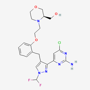 [(3~{R})-4-[2-[2-[[3-(2-azanyl-6-chloranyl-pyrimidin-4-yl)-1-[bis(fluoranyl)methyl]pyrazol-4-yl]methyl]phenoxy]ethyl]morpholin-3-yl]methanol