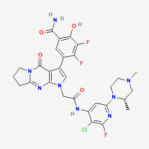 5-[6-[2-[[3-chloro-6-[(2S)-2,4-dimethylpiperazin-1-yl]-2-fluoropyridin-4-yl]amino]-2-oxoethyl]-2-oxo-1,6,8-triazatricyclo[7.3.0.03,7]dodeca-3(7),4,8-trien-4-yl]-3,4-difluoro-2-hydroxybenzamide