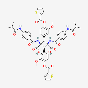 2,4-Bis(3-methoxy-4-thiophen-2-ylcarbonyloxy-phenyl)-1,3-bis[[4-(2-methylpropanoylamino)phenyl]carbonylamino]cyclobutane-1,3-dicarboxylic acid