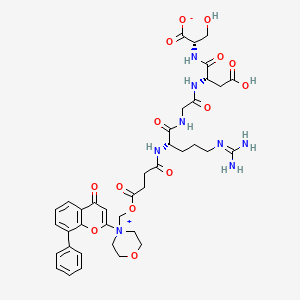 (2S)-2-[[(2S)-3-carboxy-2-[[2-[[(2S)-5-(diaminomethylideneamino)-2-[[4-oxo-4-[[4-(4-oxo-8-phenylchromen-2-yl)morpholin-4-ium-4-yl]methoxy]butanoyl]amino]pentanoyl]amino]acetyl]amino]propanoyl]amino]-3-hydroxypropanoate