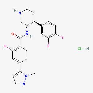 N-[(3S,4S)-4-(3,4-difluorophenyl)piperidin-3-yl]-2-fluoro-4-(2-methylpyrazol-3-yl)benzamide;hydrochloride