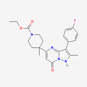 ethyl 4-[3-(4-fluorophenyl)-2-methyl-7-oxo-1H-pyrazolo[1,5-a]pyrimidin-5-yl]-4-methylpiperidine-1-carboxylate