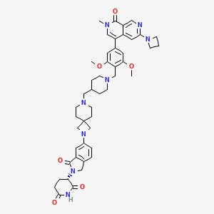 molecular formula C47H56N8O6 B10856527 (3S)-3-[5-[7-[[1-[[4-[6-(azetidin-1-yl)-2-methyl-1-oxo-2,7-naphthyridin-4-yl]-2,6-dimethoxyphenyl]methyl]piperidin-4-yl]methyl]-2,7-diazaspiro[3.5]nonan-2-yl]-3-oxo-1H-isoindol-2-yl]piperidine-2,6-dione 