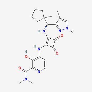 molecular formula C24H30N6O4 B10856555 4-[[2-[[(R)-(1,4-dimethylpyrazol-3-yl)-(1-methylcyclopentyl)methyl]amino]-3,4-dioxocyclobuten-1-yl]amino]-3-hydroxy-N,N-dimethylpyridine-2-carboxamide CAS No. 2413693-96-4