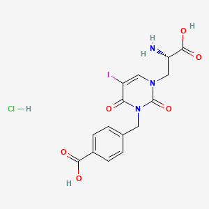 4-[[3-[(2S)-2-amino-2-carboxyethyl]-5-iodo-2,6-dioxopyrimidin-1-yl]methyl]benzoic acid;hydrochloride