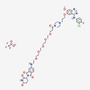 5-[2-[2-[2-[2-[2-[3-[4-[3-[4-(3-chloro-4-fluoroanilino)-7-methoxyquinazolin-6-yl]oxypropyl]piperazin-1-yl]-3-oxopropoxy]ethoxy]ethoxy]ethoxy]ethoxy]ethylamino]-2-(2,6-dioxopiperidin-3-yl)isoindole-1,3-dione;2,2,2-trifluoroacetic acid