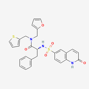 (2R)-N-(furan-2-ylmethyl)-2-[(2-oxo-1H-quinolin-6-yl)sulfonylamino]-3-phenyl-N-(thiophen-2-ylmethyl)propanamide