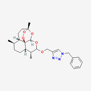 molecular formula C25H33N3O5 B10857098 1-benzyl-4-[[(1R,4S,5R,8S,9R,12R,13R)-1,5,9-trimethyl-11,14,15,16-tetraoxatetracyclo[10.3.1.04,13.08,13]hexadecan-10-yl]oxymethyl]triazole 