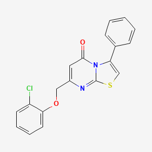 molecular formula C19H13ClN2O2S B10857102 7-[(2-chlorophenoxy)methyl]-3-phenyl-5H-[1,3]thiazolo[3,2-a]pyrimidin-5-one 