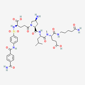 (2~{R})-2-[[4-[(4-aminocarbonylphenyl)carbonylamino]phenyl]sulfonylamino]-5-[(2~{S},4~{S})-4-azanyl-2-[[(2~{S})-1-[[(2~{S})-1-[(5-azanyl-5-oxidanylidene-pentyl)amino]-5-oxidanyl-1,5-bis(oxidanylidene)pentan-2-yl]-methyl-amino]-4-methyl-1-oxidanylidene-pentan-2-yl]carbamoyl]pyrrolidin-1-yl]-5-oxidanylidene-pentanoic acid