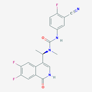 molecular formula C20H15F3N4O2 B10857128 3-(3-cyano-4-fluorophenyl)-1-[(1R)-1-(6,7-difluoro-1-oxo-2H-isoquinolin-4-yl)ethyl]-1-methylurea CAS No. 2445597-31-7