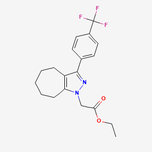 molecular formula C19H21F3N2O2 B10857160 ethyl 2-[3-[4-(trifluoromethyl)phenyl]-5,6,7,8-tetrahydro-4H-cyclohepta[c]pyrazol-1-yl]acetate 