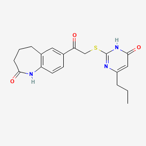 molecular formula C19H21N3O3S B10857213 7-{2-[(4-hydroxy-6-propylpyrimidin-2-yl)sulfanyl]acetyl}-2,3,4,5-tetrahydro-1H-1-benzazepin-2-one 