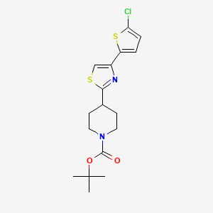 molecular formula C17H21ClN2O2S2 B10857413 Tert-butyl 4-[4-(5-chlorothiophen-2-yl)-1,3-thiazol-2-yl]piperidine-1-carboxylate 