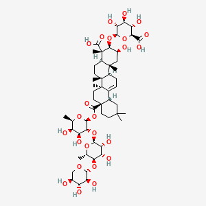 (2S,3S,4S,5R,6R)-6-[[(2S,3R,4S,4aR,6aR,6bS,8aS,12aS,14aR,14bR)-4-carboxy-8a-[(2S,3R,4S,5R,6R)-3-[(2S,3R,4S,5R,6S)-3,4-dihydroxy-6-methyl-5-[(2R,3S,4R,5S)-3,4,5-trihydroxyoxan-2-yl]oxyoxan-2-yl]oxy-4,5-dihydroxy-6-methyloxan-2-yl]oxycarbonyl-2-hydroxy-4,6a,6b,11,11,14b-hexamethyl-1,2,3,4a,5,6,7,8,9,10,12,12a,14,14a-tetradecahydropicen-3-yl]oxy]-3,4,5-trihydroxyoxane-2-carboxylic acid