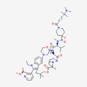 1-[4-(dimethylamino)-4-methylpent-2-ynoyl]-N-[(2S)-1-[[(6S,8S,14S)-22-ethyl-21-[2-[(1S)-1-methoxyethyl]pyridin-3-yl]-18,18-dimethyl-9,15-dioxo-5,16-dioxa-2,10,22,28-tetrazapentacyclo[18.5.2.12,6.110,14.023,27]nonacosa-1(26),20,23(27),24-tetraen-8-yl]amino]-3-methyl-1-oxobutan-2-yl]-4-fluoro-N-methylpiperidine-4-carboxamide