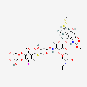 S-[6-[[5-[5-(ethylamino)-4-methoxyoxan-2-yl]oxy-4-hydroxy-6-[[(5E,13Z)-9-hydroxy-12-(methoxycarbonylamino)-13-[2-(methyltrisulfanyl)ethylidene]-11-oxo-2-bicyclo[7.3.1]trideca-1(12),5-dien-3,7-diynyl]oxy]-2-methyloxan-3-yl]amino]oxy-4-hydroxy-2-methyloxan-3-yl] 4-(3,5-dihydroxy-4-methoxy-6-methyloxan-2-yl)oxy-5-iodo-2,3-dimethoxy-6-methylbenzenecarbothioate