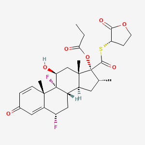 6,9-Difluoro-11-hydroxy-16-methyl-3-oxo-17-(1-oxopropoxy)-androsta-1,4-diene-17-carbothioic acid, S-((3S)-tetrahydro-2-oxo-3-furanyl) ester, (6alpha,11beta,16alpha,17alpha)-