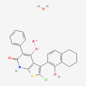 potassium;2-chloro-3-(1-hydroxy-5,6,7,8-tetrahydronaphthalen-2-yl)-6-oxo-5-phenyl-7H-thieno[2,3-b]pyridin-4-olate;hydrate