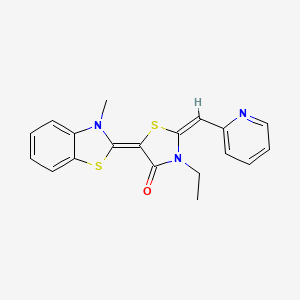 (2E,5E)-3-ethyl-5-(3-methyl-1,3-benzothiazol-2-ylidene)-2-(pyridin-2-ylmethylidene)-1,3-thiazolidin-4-one