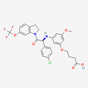 4-[3-[[(1S)-1-(4-chlorophenyl)-2-oxo-2-[6-(trifluoromethoxy)-2,3-dihydroindol-1-yl]ethyl]amino]-5-methoxyphenoxy]butanoic acid