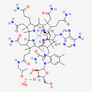 (3R,4S,5R)-2-(6-aminopurin-9-yl)-5-methanidyloxolane-3,4-diol;cobalt(3+);[(2R,3S,4R)-5-(5,6-dimethylbenzimidazol-1-yl)-4-hydroxy-2-(hydroxymethyl)oxolan-3-yl] 1-[3-[2,13,18-tris(2-amino-2-oxoethyl)-7,12,17-tris(3-amino-3-oxopropyl)-3,5,8,8,13,15,18,19-octamethyl-2,7,12,17-tetrahydro-1H-corrin-24-id-3-yl]propanoylamino]propan-2-yl phosphate