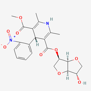 molecular formula C22H24N2O9 B10858395 5-O-[(3S,3aR,6R,6aR)-3-hydroxy-2,3,3a,5,6,6a-hexahydrofuro[3,2-b]furan-6-yl] 3-O-methyl (4R)-2,6-dimethyl-4-(2-nitrophenyl)-1,4-dihydropyridine-3,5-dicarboxylate 