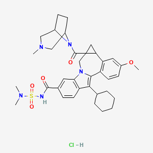 19-cyclohexyl-N-(dimethylsulfamoyl)-5-methoxy-10-(3-methyl-3,8-diazabicyclo[3.2.1]octane-8-carbonyl)-12-azapentacyclo[10.7.0.02,7.08,10.013,18]nonadeca-1(19),2(7),3,5,13(18),14,16-heptaene-15-carboxamide;hydrochloride