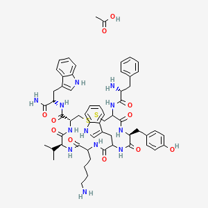 molecular formula C59H74N12O11S2 B10859690 H-D-Phe-DL-Cys(1)-Tyr-DL-Trp-DL-Lys-Val-Cys(1)-Trp-NH2.CH3CO2H 