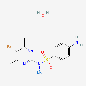 Sodium N(sup 1)-(5-bromo-4,6-dimethyl-2-pyrimidinyl)sulfanilamide, monohydrate